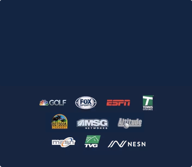 NBC Golf, FOX Sports, ESPN, Tennis Channel, FanDuel Sports Networks, Outdoor Channel MSG Networks, Altitude, MASN, TVG, NESN