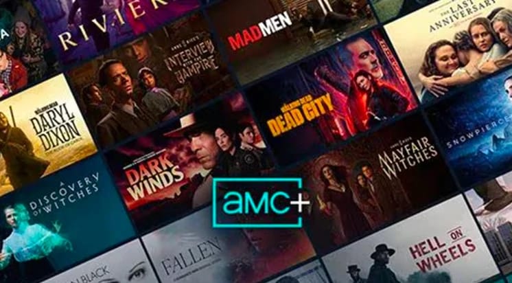 AMC+ artwork featuring a selection of AMC series and movies.