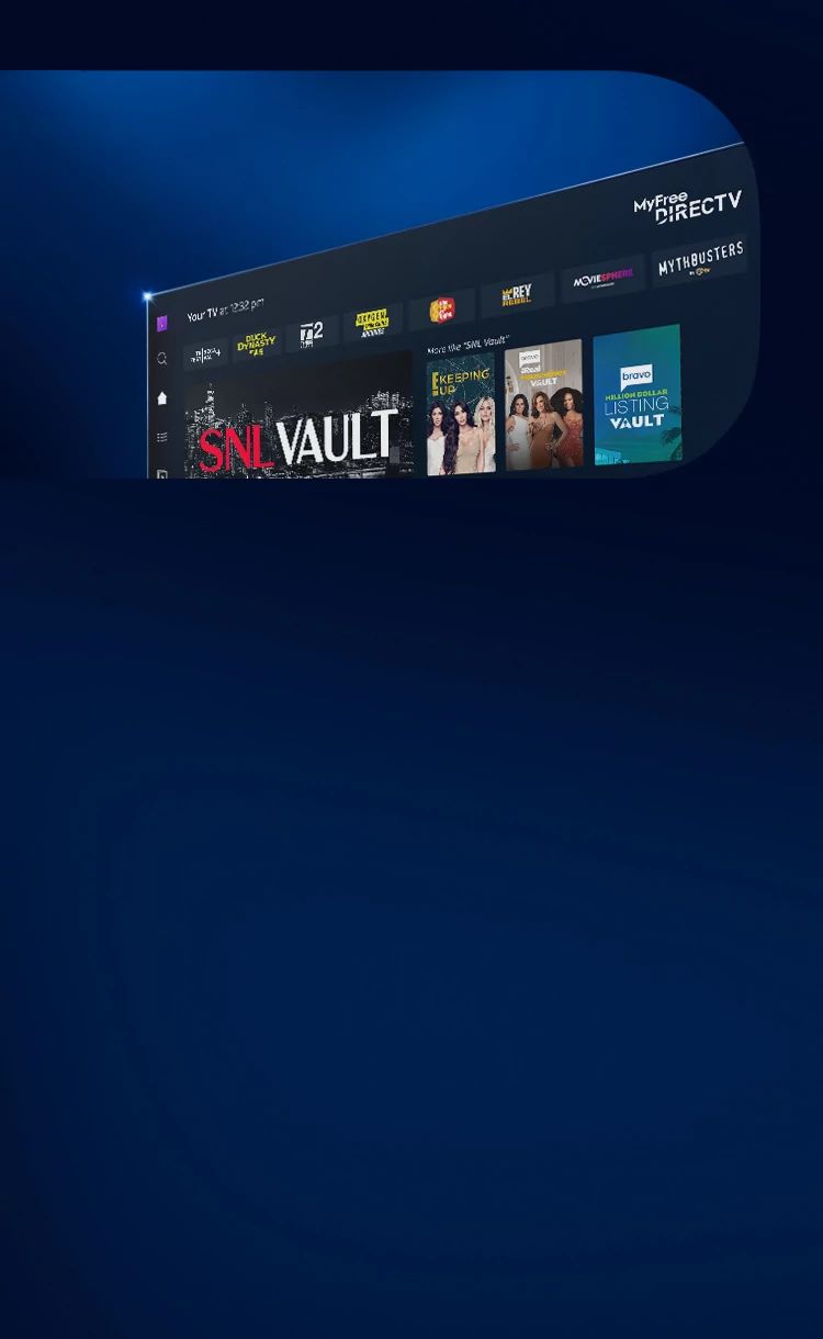 TV showing MyFree Directv entertainment.