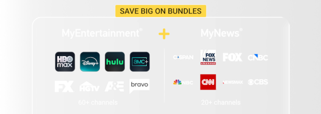 Gemini Air logo with banner reading “Includes $40/mo. in apps” above Disney+, Hulu, and ESPN icons, alongside a DIRECTV Gemini Air streaming device and remote control.