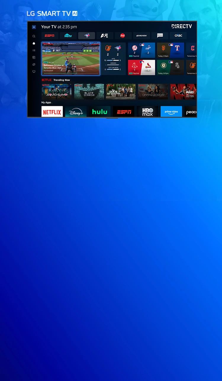 a tablet device showing the l g logo is seen in front of a tv using the directv app playing football content