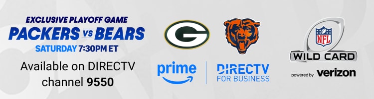 Exclusive playoff game, Packers vs. Bears. Saturday 7:30pm ET. Available on DIRECTV channel 9550