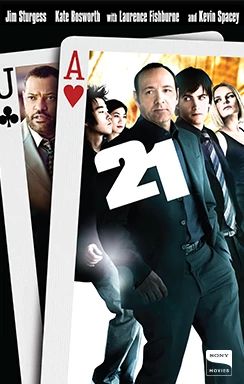 21 show poster with cast on deck of playing cards