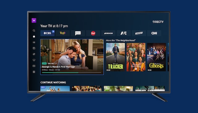 DIRECTV interface displayed on television screen