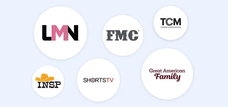 MyCinema add-on showing channels like LMN, TCM, FMC, and INSP.