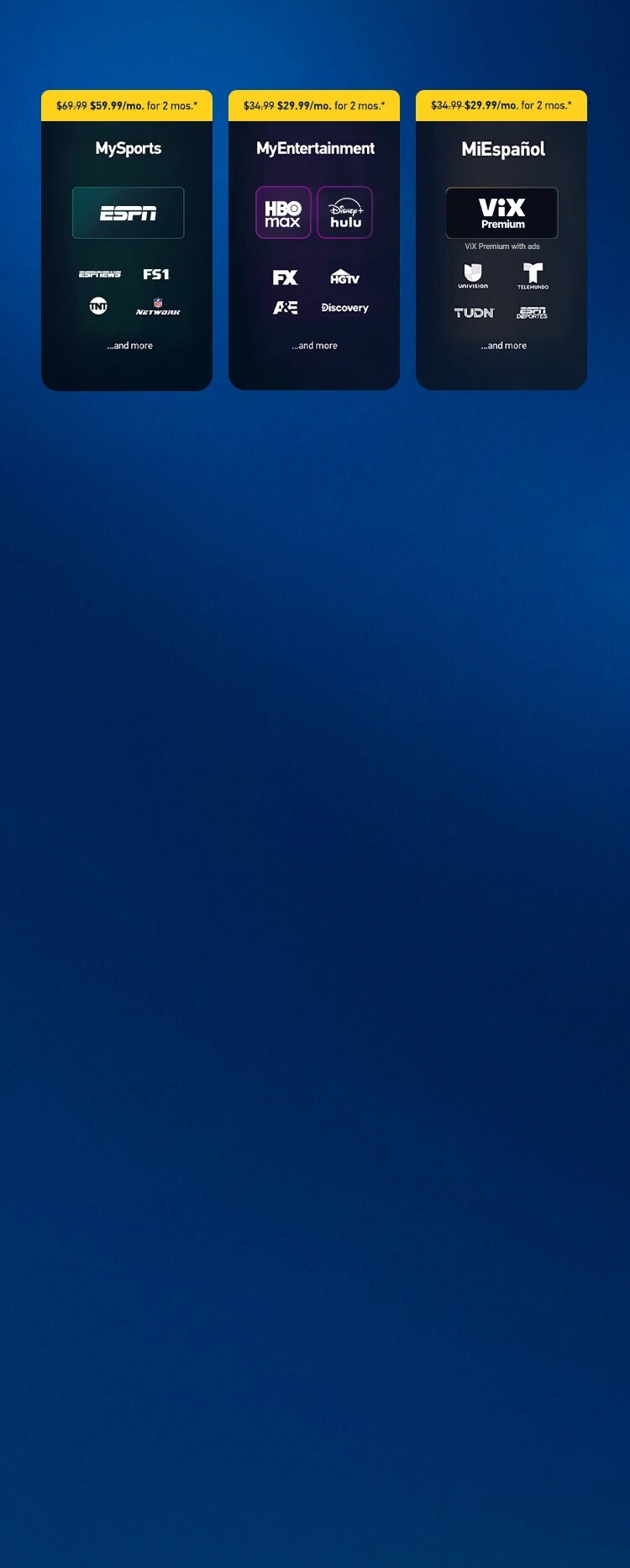 Genre Packs showing programming and channel logos.