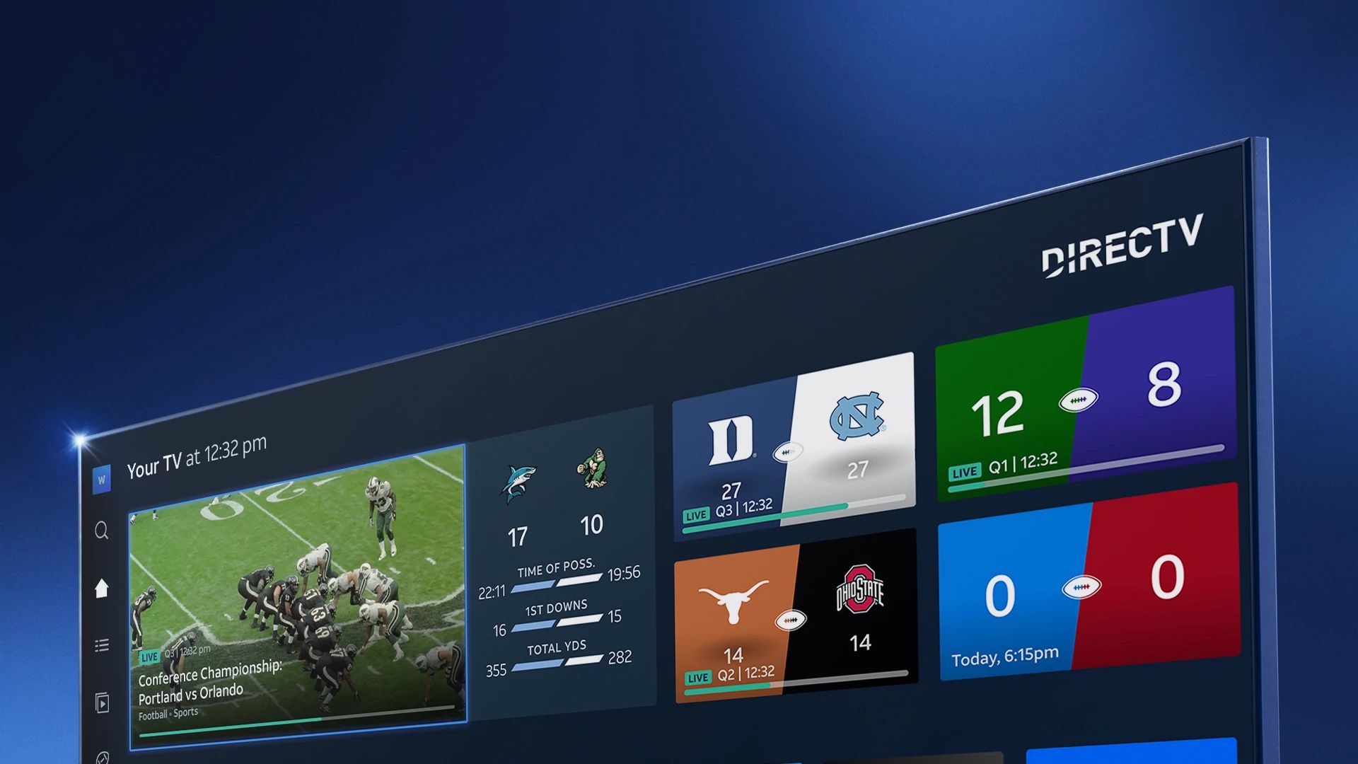 TV showing Directv entertainment.