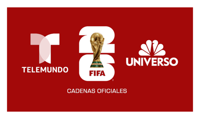 Telemundo, FIFA World Cup and Universo official broadcaster logos.