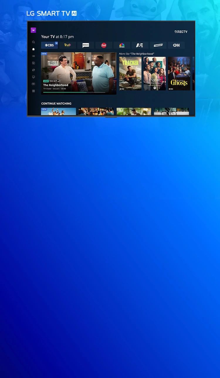 a tablet device showing the l g logo is seen in front of a tv using the directv app playing football content