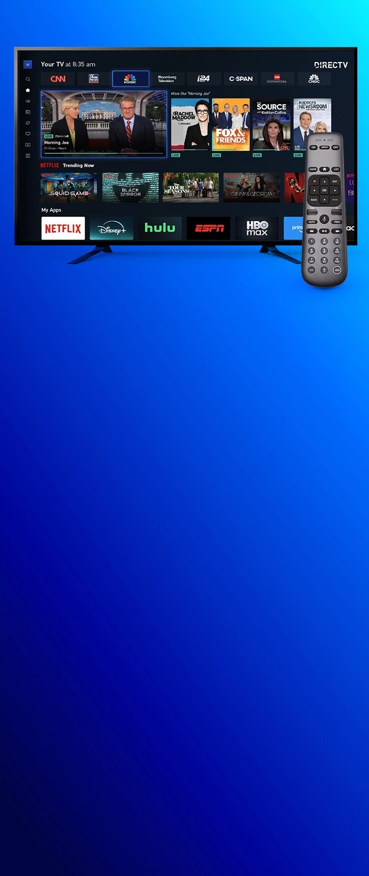 Gemini Air streaming device and TV showing entertainment.