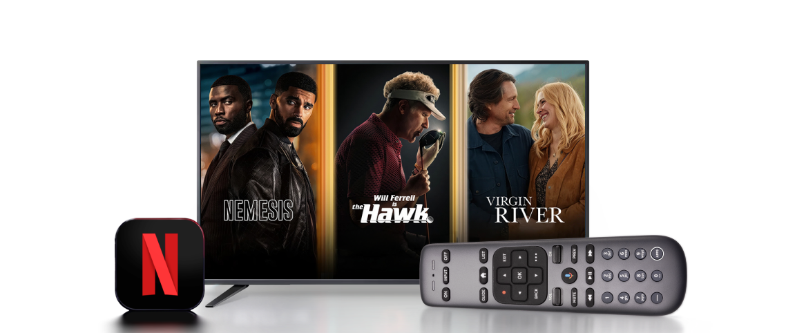 Netflix logo with DIRECTV Gemini device and remote.