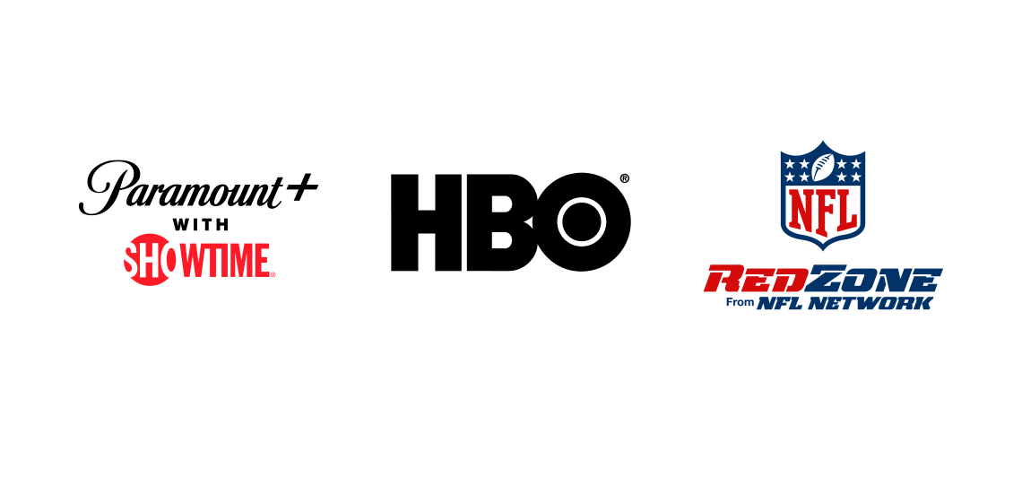 Premium network logos for Paramount + with showtime, HBO and NFL Redzone network