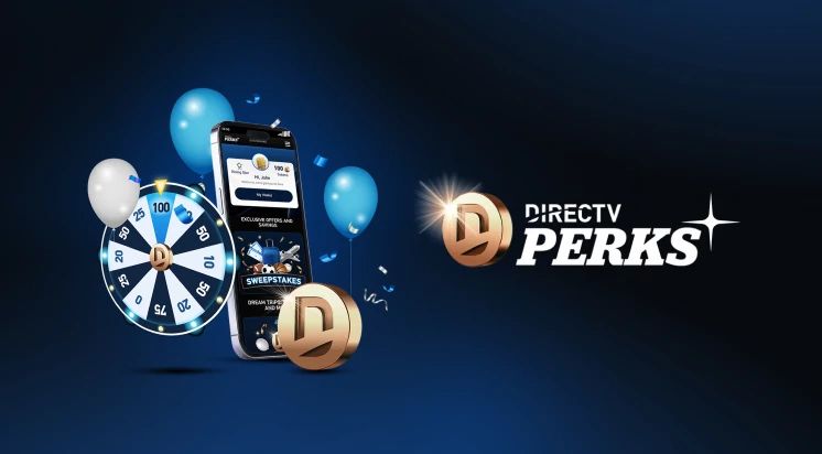 DIRECTV PERKS app with rewards, prize wheel, tokens and exclusive offers.