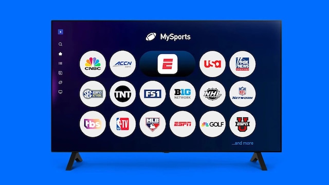 TV Showing Several Channel Logos.