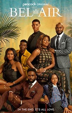 Bel-Air series poster showing the full cast in a tropical setting.