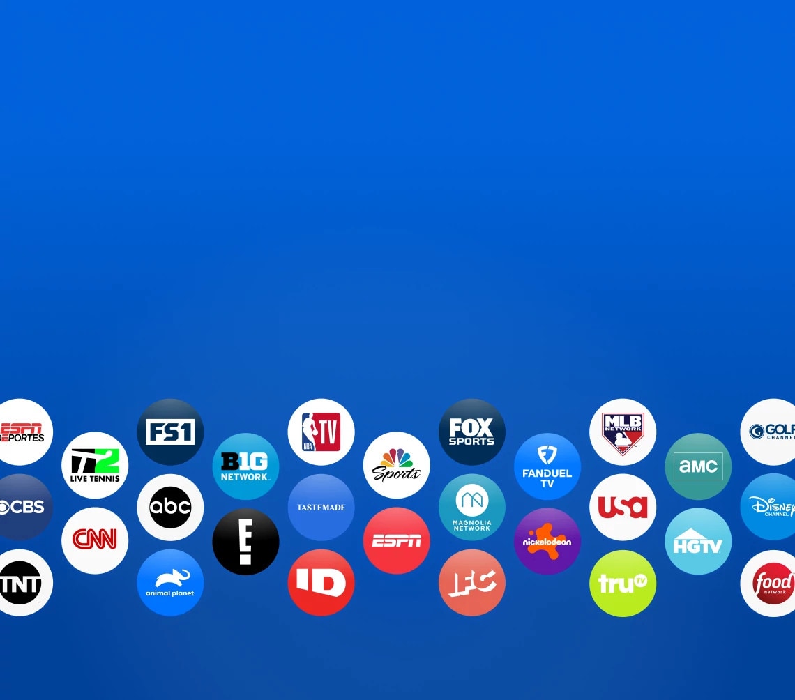 A collection of streaming and broadcast channel available with DIRECTV including ESPN, FOX, NBC, CBS, ABC, and additional sports and entertainment networks