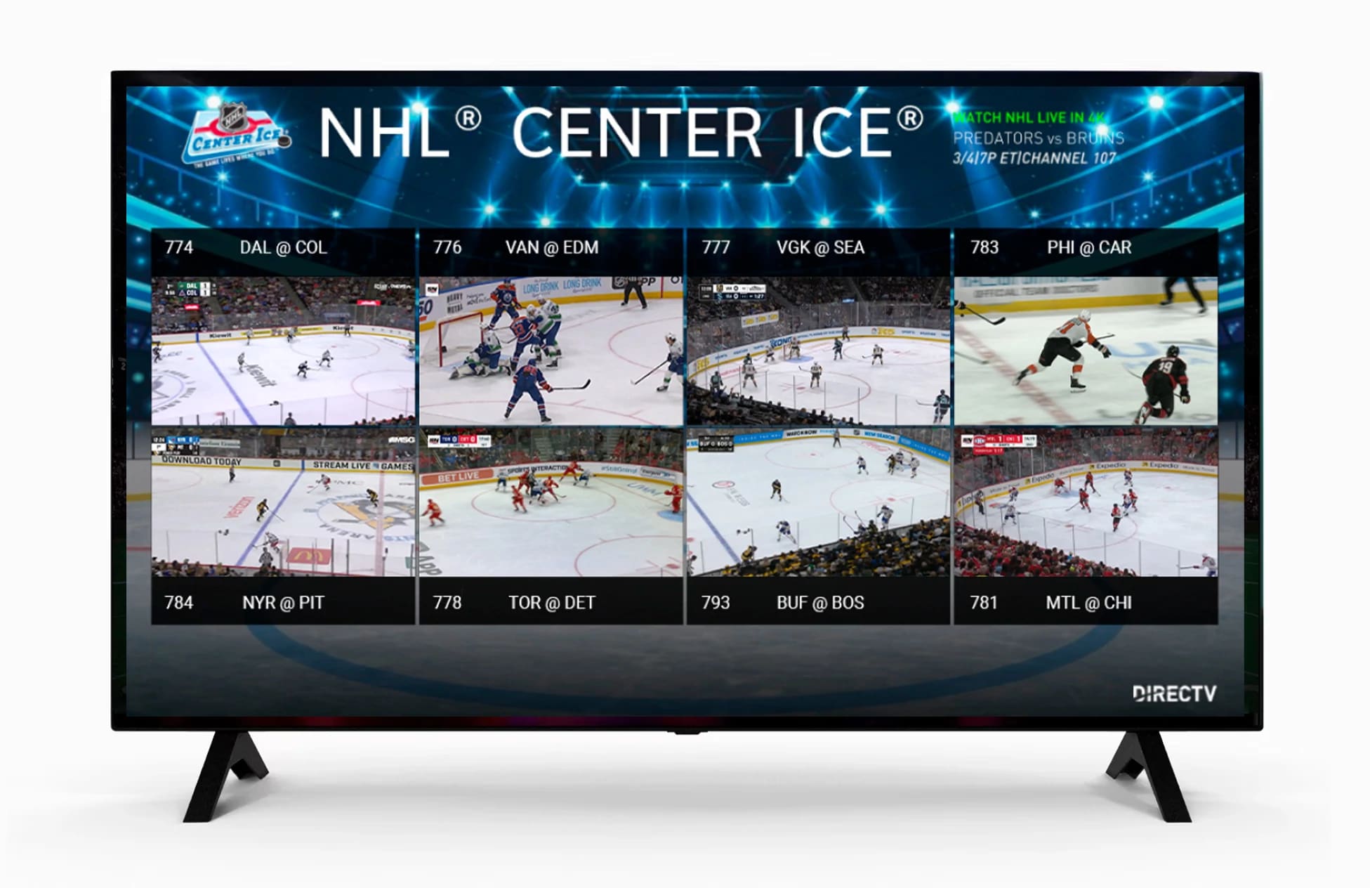 NHL CENTER ICE is available through DIRECTV FOR BUSINESS
