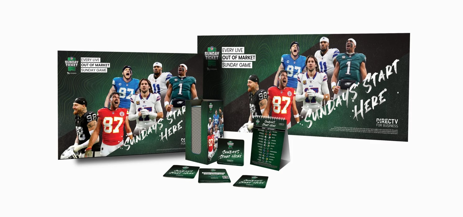 NFL Sunday Ticket on DIRECTV FOR BUSINESS. Every live out-of-market Sunday game. Sundays start here.