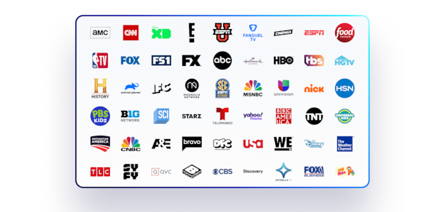 Channel logos such as AMC, CNN, Disney XD and more.