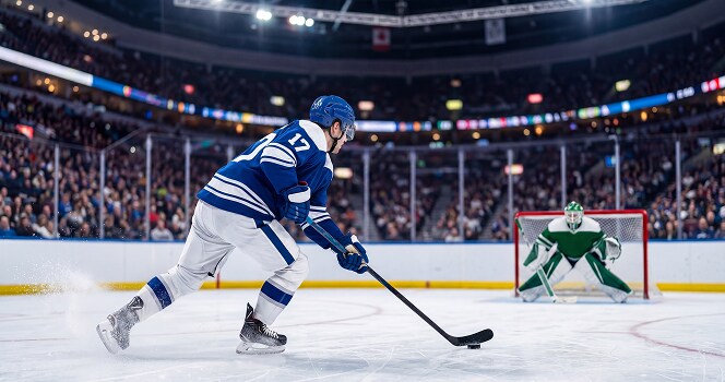 Professional hockey player on ice.