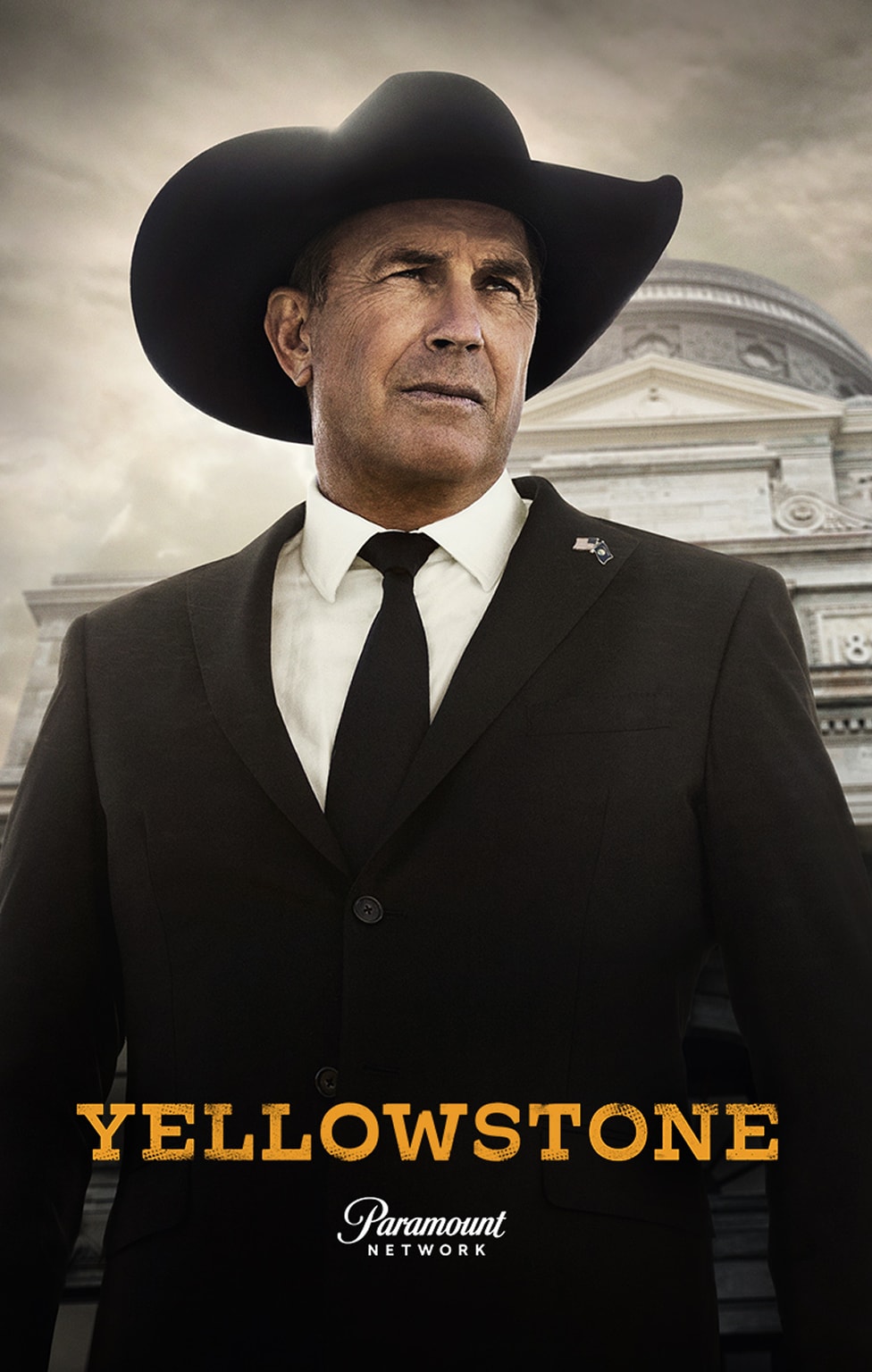 Poster for Yellowstone featuring rugged Western drama characters.